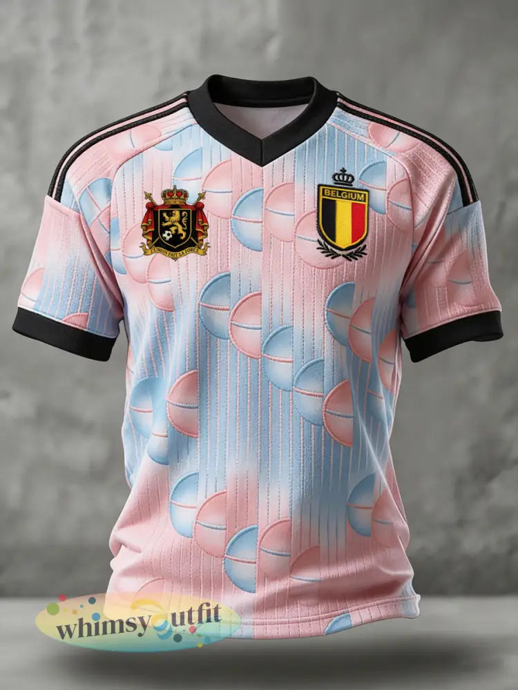 Heren T-shirt met Belgisch voetbalthema en print - als foto / S