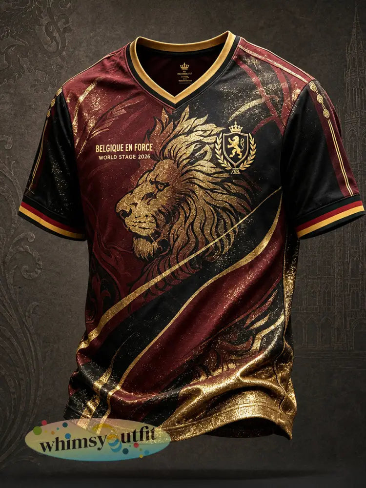 Heren T-shirt met Belgische voetbalprint voor liefhebbers - als foto / S