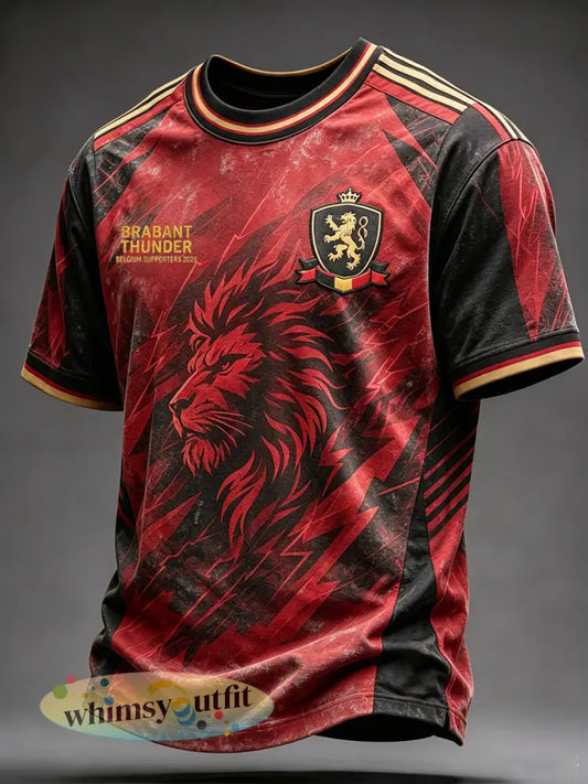 Heren T-shirt met Belgische voetbalprint voor liefhebbers - Rood / S