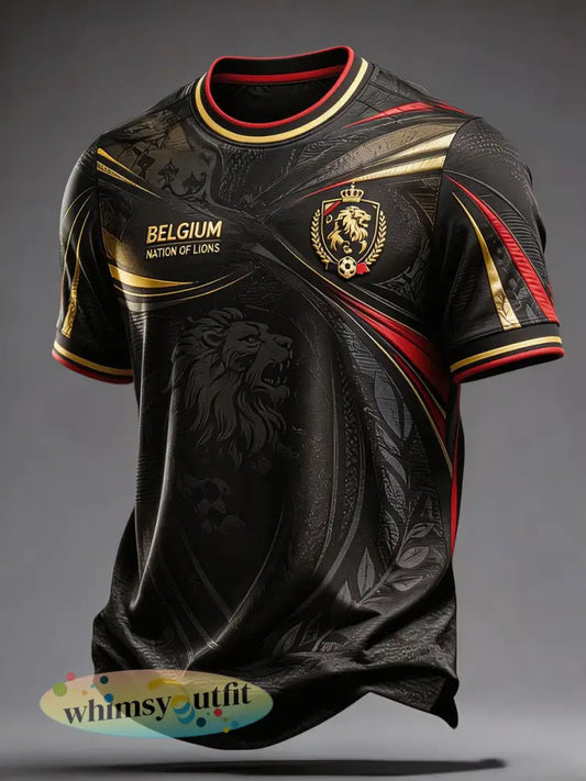Heren T-shirt met Belgische voetbalprint voor liefhebbers - Zwart / S