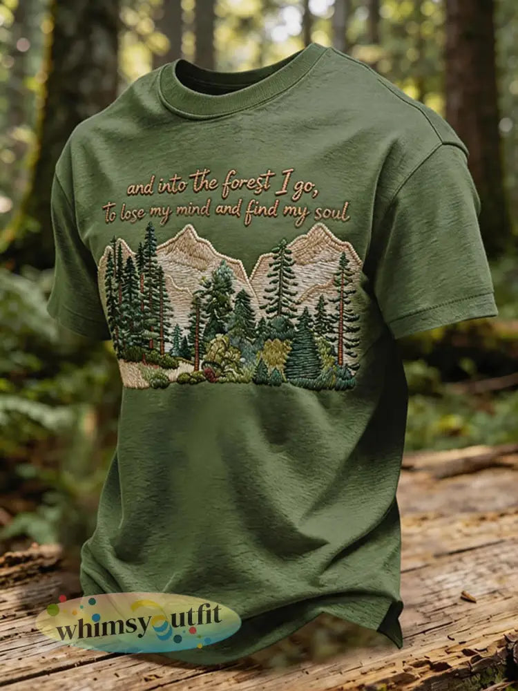 Heren T-shirt met bosbehoudsprint - Groen / S