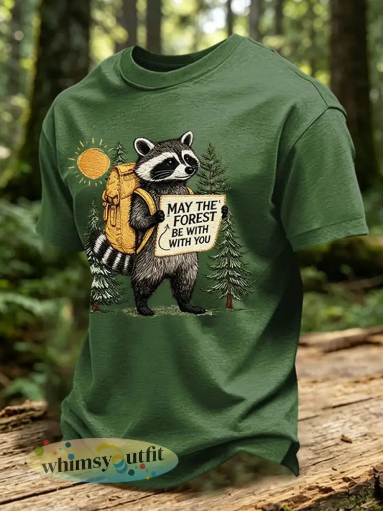 Heren T-shirt met bosbehoudsprint - Groen / S