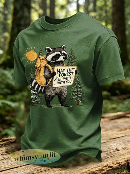 Heren T-shirt met bosbehoudsprint - Groen / S