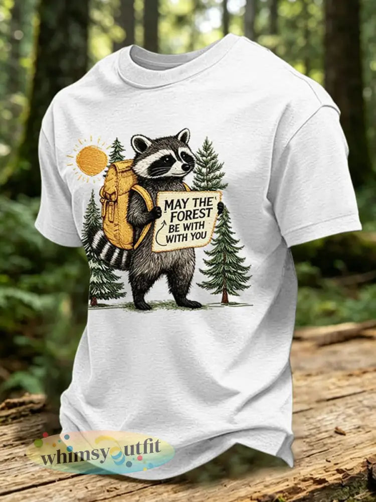 Heren T-shirt met bosbehoudsprint - Wit / S