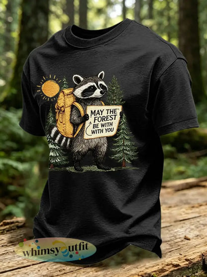 Heren T-shirt met bosbehoudsprint - Zwart / S