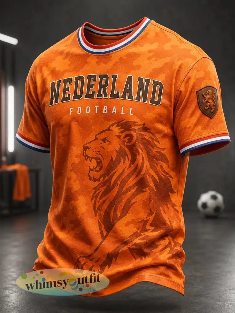 Heren T-shirt met camouflage leeuwenprint en korte mouwen - A / S