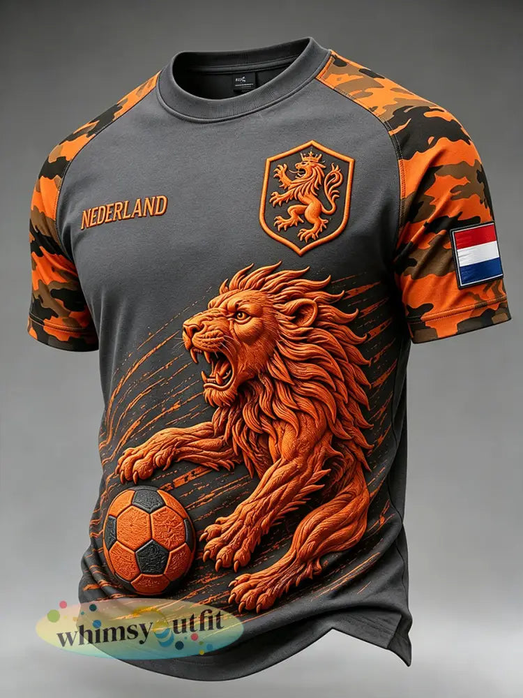 Heren T-shirt met camouflage leeuwenprint en korte mouwen - A / S