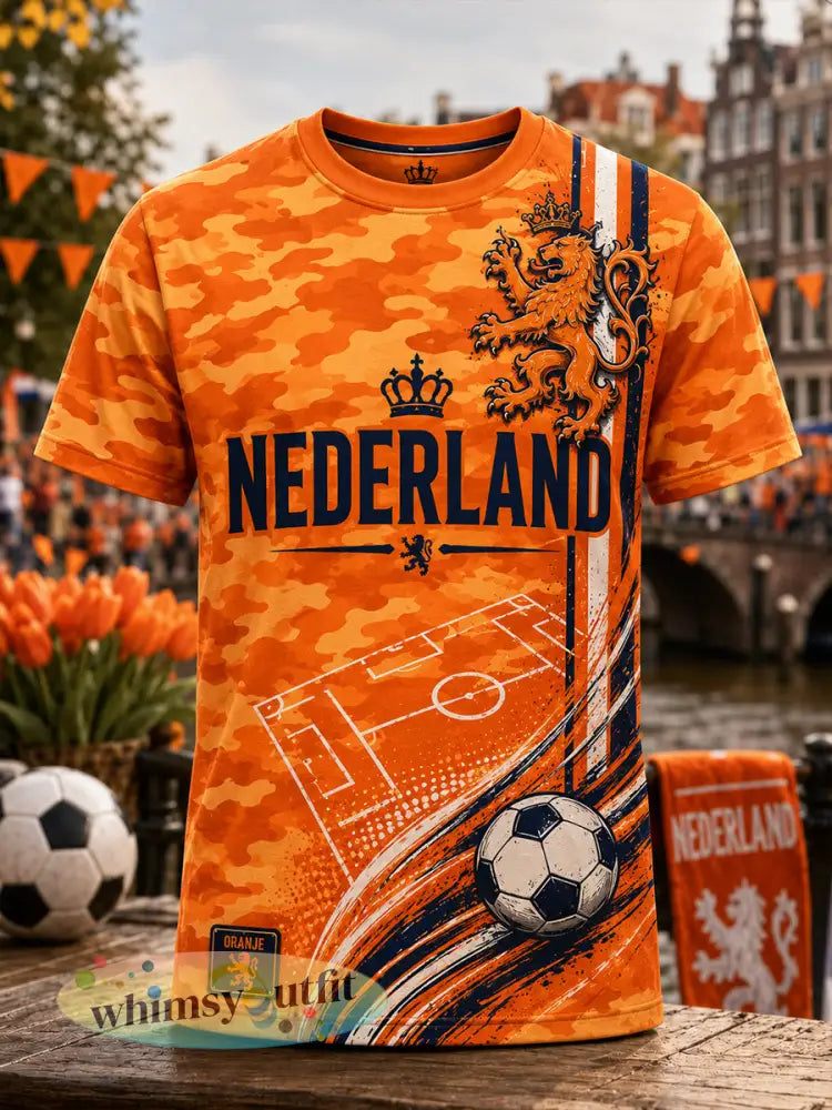 Heren T-shirt met camouflageprint van een leeuw en korte mouwen voor voetbal - A / S