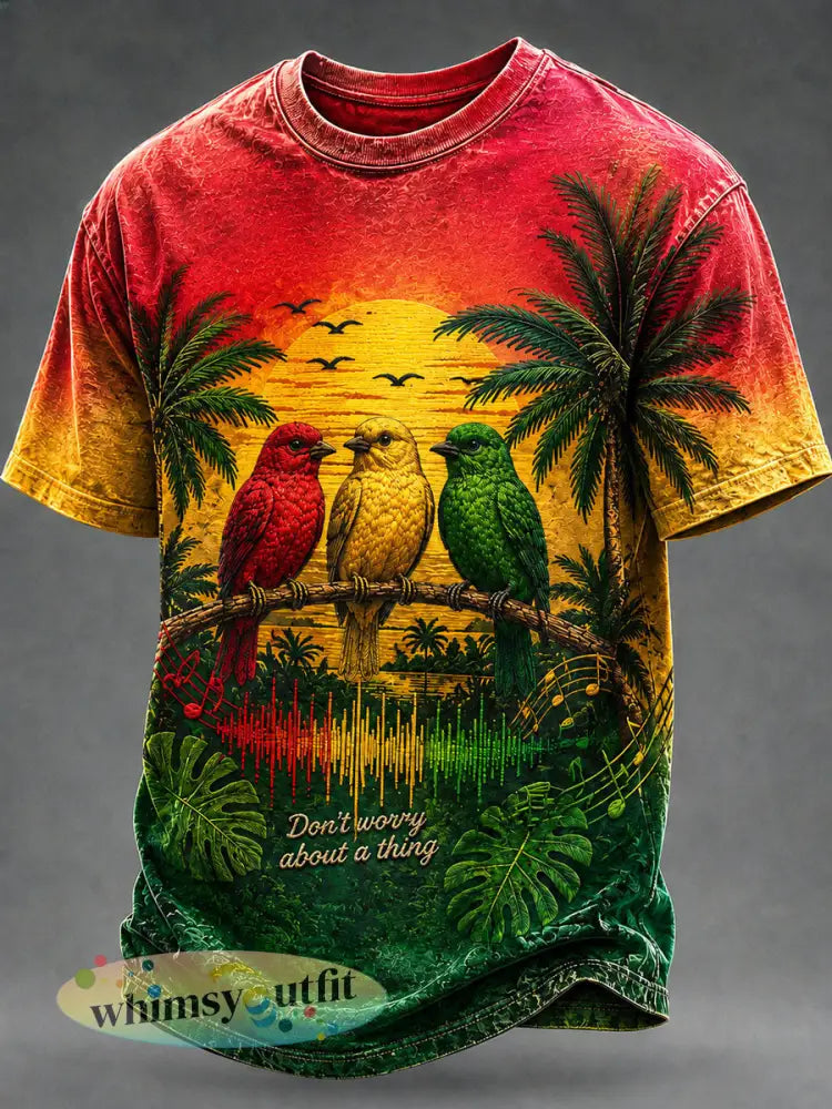 Heren-T-shirt met casual print: ‘Every Little Thing Is Gonna Be Alright’ - als foto / S