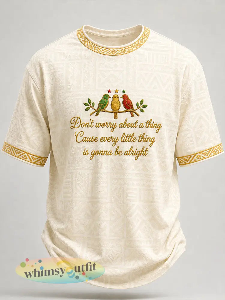 Heren T-shirt met casual print: ‘Every Little Thing Is Gonna Be Alright’ - als foto / S