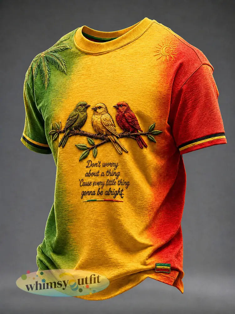 Heren-T-shirt met casual print: ‘Every Little Thing Is Gonna Be Alright’ - als foto / S
