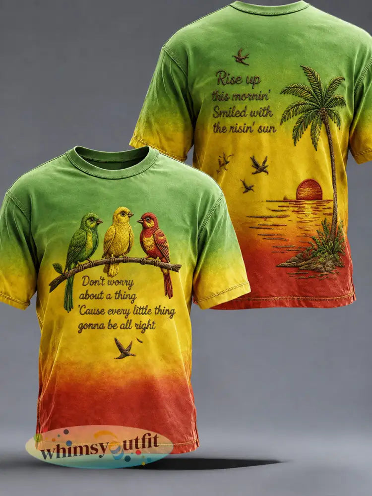 Heren-T-shirt met casual print: ‘Every Little Thing Is Gonna Be Alright’ - als foto / S