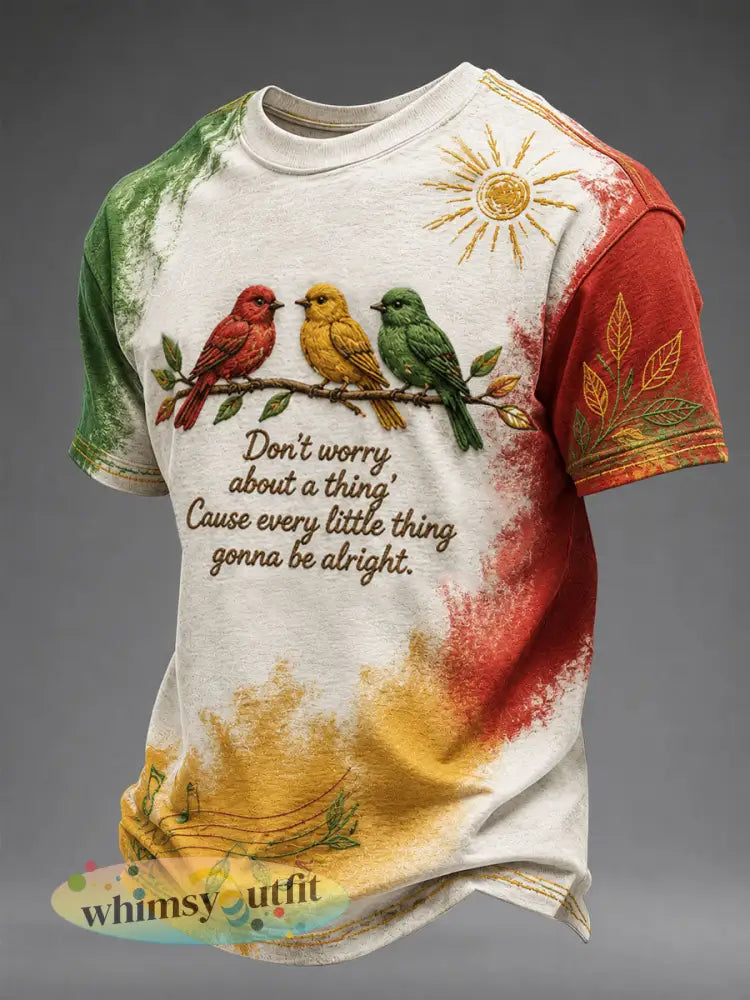 Heren-T-shirt met casual print: ‘Every Little Thing Is Gonna Be Alright’ - als foto / S