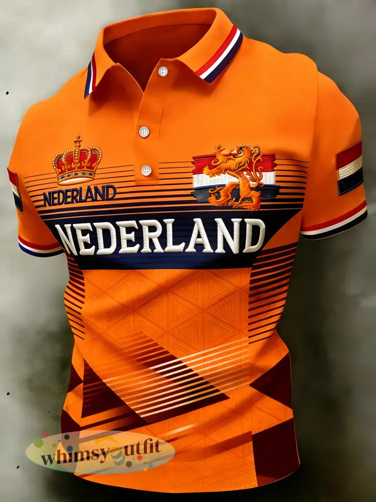 Heren T-shirt met koningsdagprint van katoen - A / S