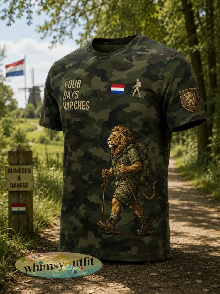 Heren-T-shirt met korte mouwen en camouflageprint in militaire stijl - A / S