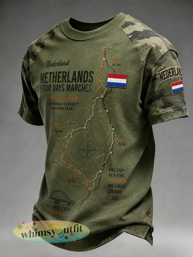 Heren-T-shirt met korte mouwen en camouflageprint in militaire stijl - A / S