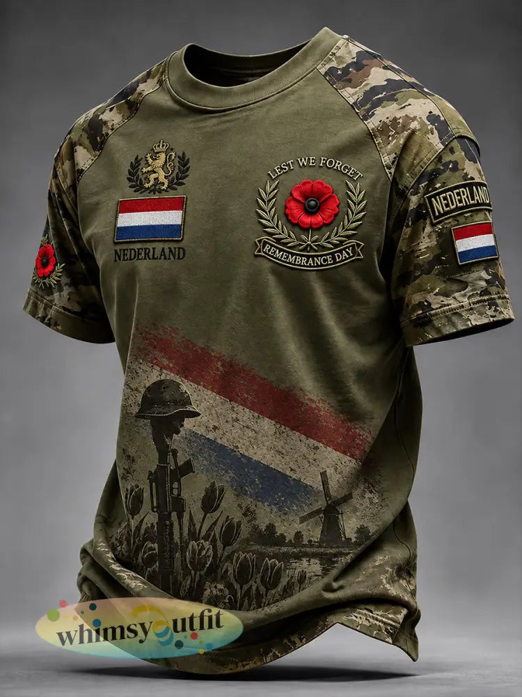 Heren T-shirt met korte mouwen en grafische print ter herdenking van veteranen - A / S