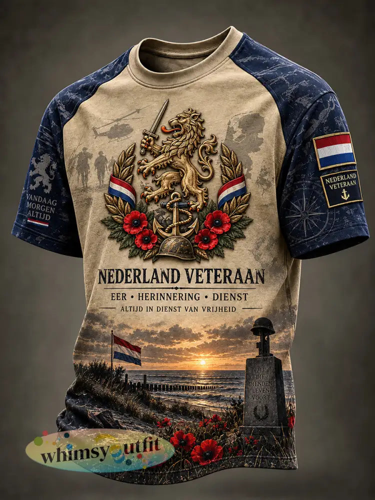 Heren T-shirt met korte mouwen en grafische print ter herdenking van veteranen - A / S