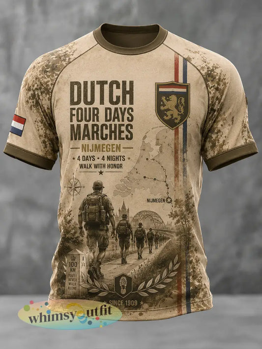 Heren-T-shirt met korte mouwen en grafische print met vierdaagse-thema - A / S