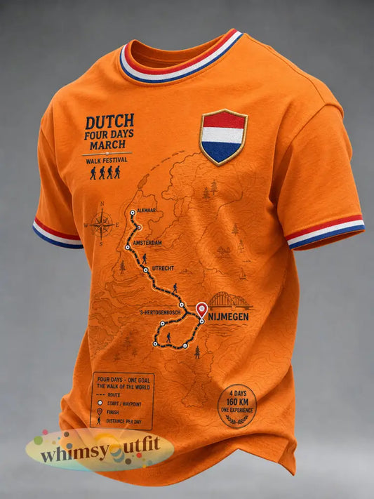 Heren-T-shirt met korte mouwen en grafische print met vierdaagse-thema - A / S