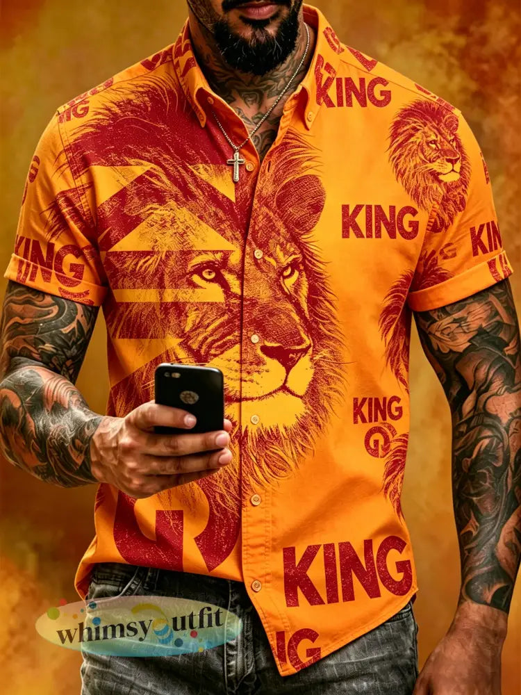Heren T-shirt met korte mouwen en kunstprint ter herinnering aan Koningsdag - A / S