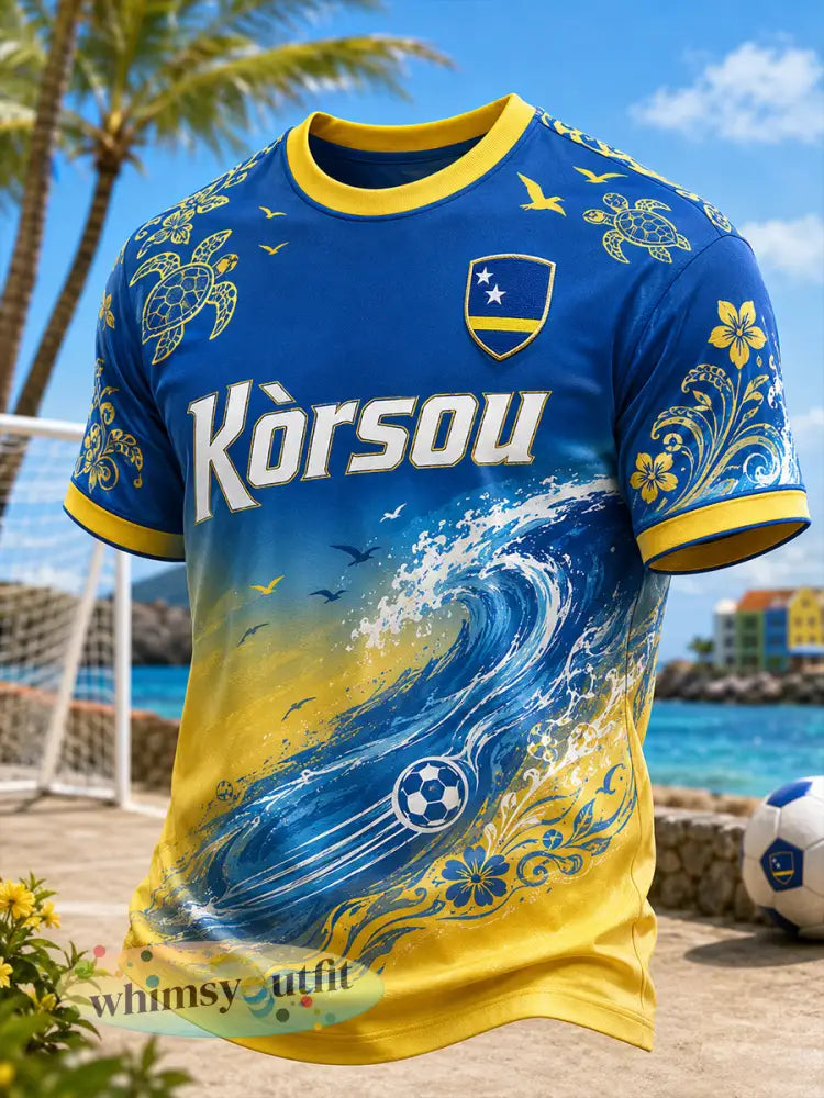 Heren T-shirt met korte mouwen en print in vakantiestijl voor voetbal op het eiland - A / S
