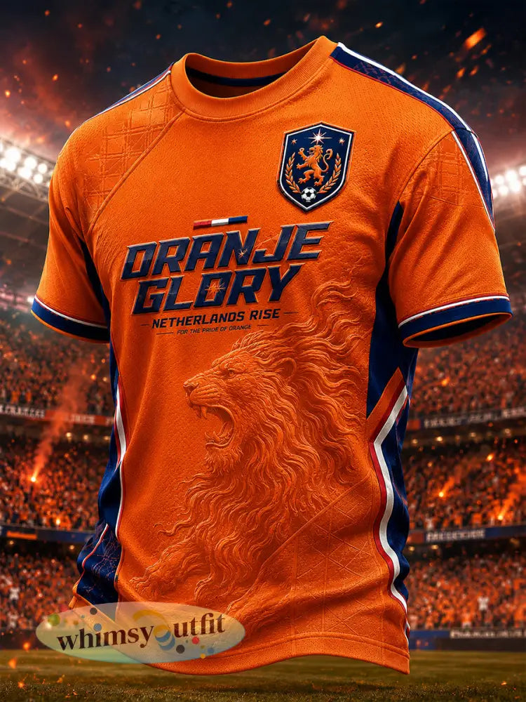Heren-T-shirt met korte mouwen en print van een leeuw en een voetbal - A / S