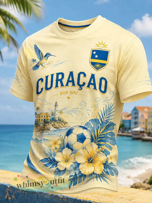 Heren-T-shirt met korte mouwen en print van eilandvoetbal - A / S