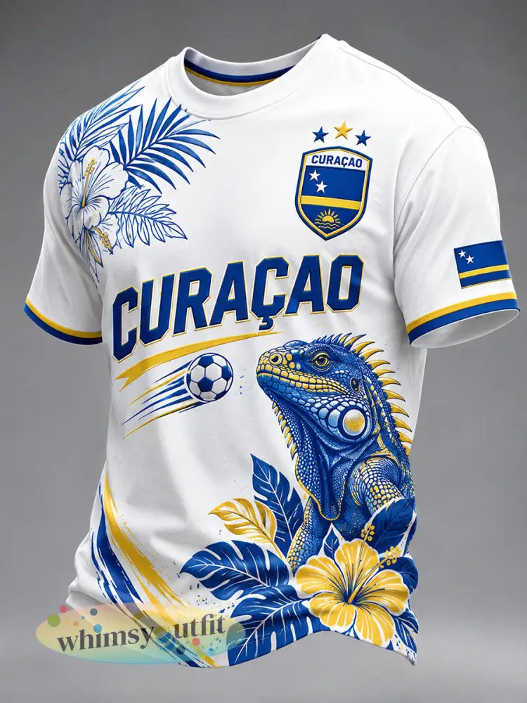 Heren-T-shirt met korte mouwen en print van eilandvoetbal - A / S