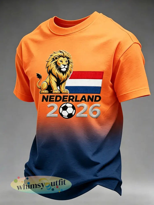 Heren T-shirt met korte mouwen en print van voetbal en leeuw - A / S