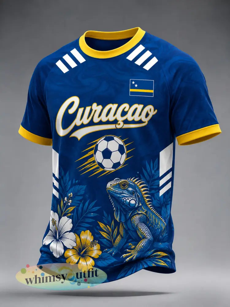 Heren-T-shirt met korte mouwen en raglanmouwen versierd met een bloemenprint in voetbalstijl - A / S