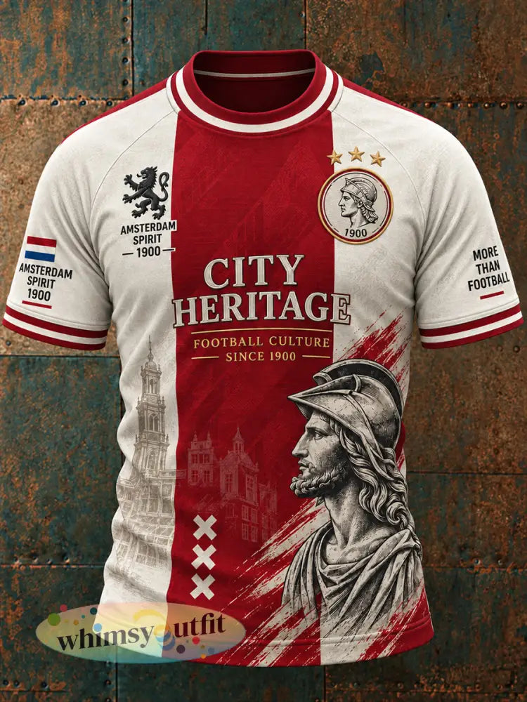 Heren-T-shirt met korte mouwen en raglanmouwen voorzien van een voetbalprint - A / S