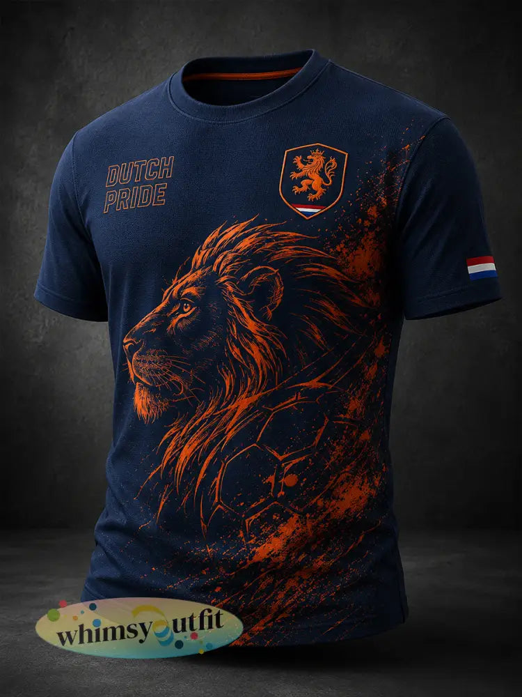 Heren-T-shirt met korte mouwen en voetballeeuwenprint - A / S