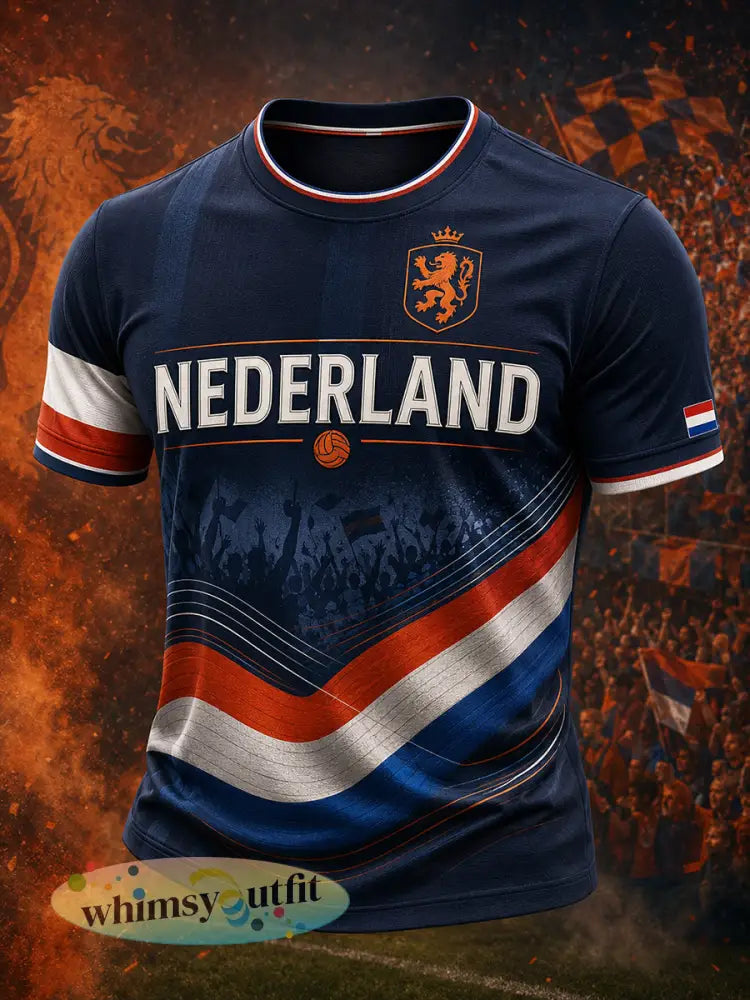 Heren-T-shirt met korte mouwen en voetballeeuwenprint - A / S