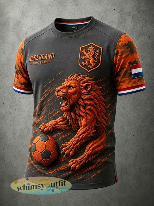 Heren-T-shirt met korte mouwen en voetballeeuwenprint - A / S