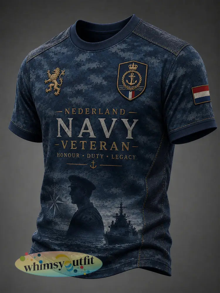 Heren T-shirt met korte mouwen in retrocamouflageprint voor veteranen - A / S