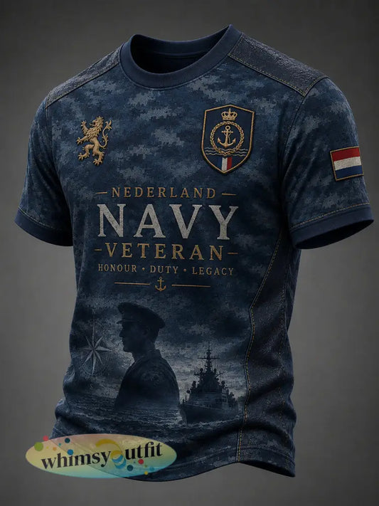 Heren T-shirt met korte mouwen in retrocamouflageprint voor veteranen - A / S