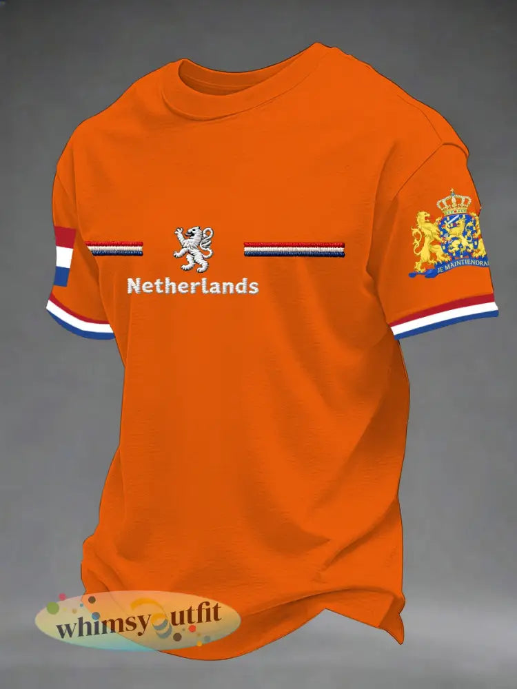 Heren t-shirt met korte mouwen - Oranje / S