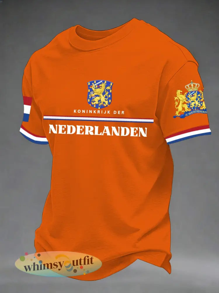 Heren T-shirt met korte mouwen voor Koningsdag - Sinaasappel / S