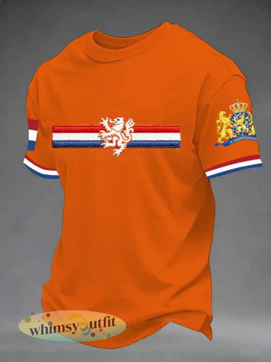 Heren T-shirt met korte mouwen voor Koningsdag - Sinaasappel / S