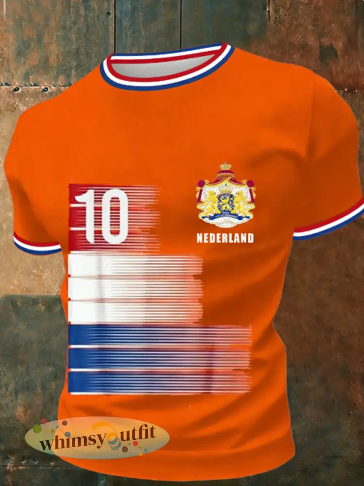 Heren T-shirt met korte mouwen voor Koningsdag - Sinaasappel / S