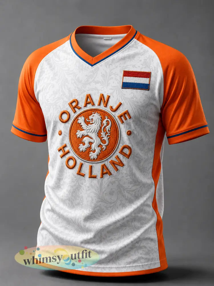 Heren T-shirt met korte mouwen voor voetbal in Nederlandse stijl - A / S