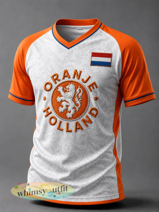Heren T-shirt met korte mouwen voor voetbal in Nederlandse stijl - A / S