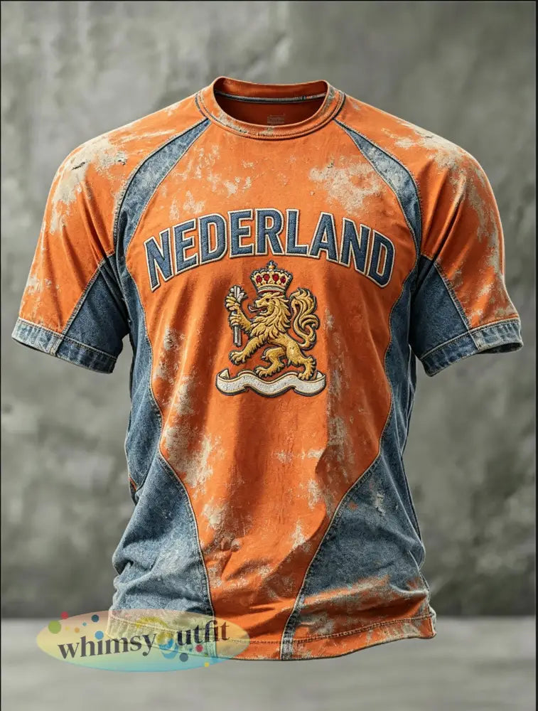 Heren T-shirt met kunstprint ter herinnering aan Koningsdag - A / S