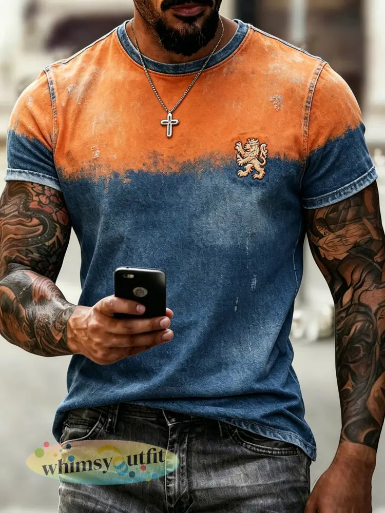 Heren T-shirt met kunstprint ter herinnering aan Koningsdag - A / S