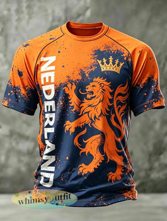 Heren T-shirt met kunstprint ter herinnering aan Koningsdag - A / S