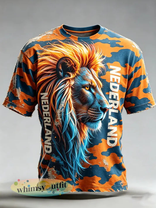 Heren T-shirt met kunstprint ter herinnering aan Koningsdag - A / S