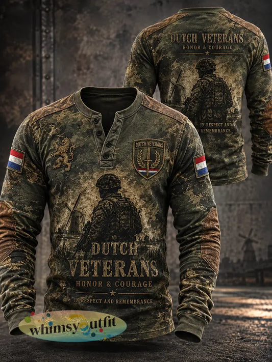 Heren-T-shirt met lange mouwen en herdenkingsprint voor veteranen - A / S