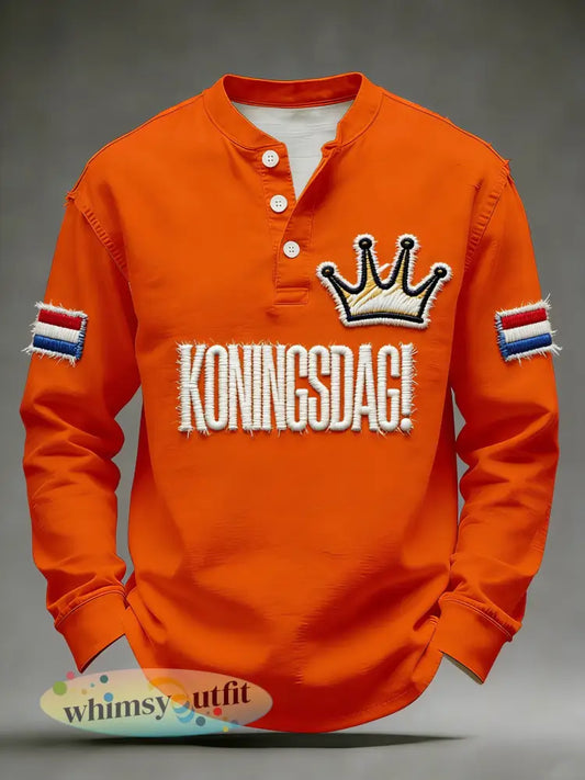 Heren T-shirt met lange mouwen en print voor de Nederlandse Koningsdag - A / S