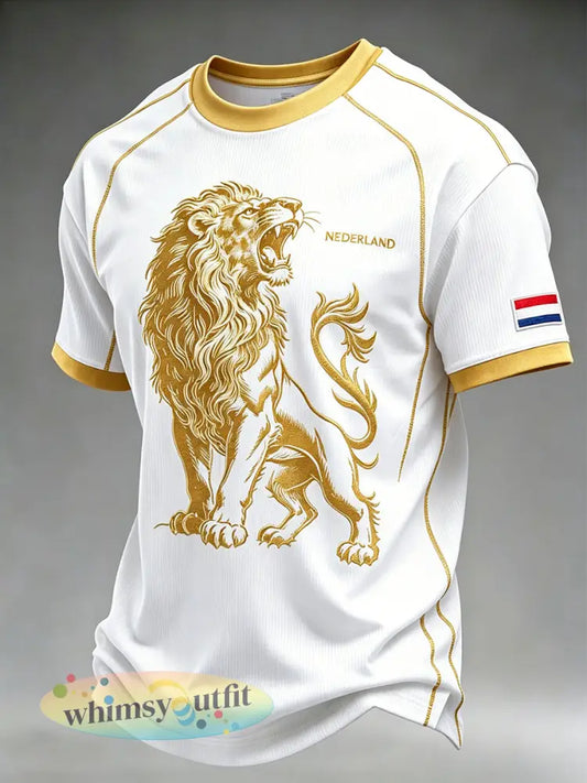Heren T-shirt met leeuwenprint casual - A / S